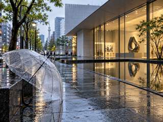 雨の日の街歩きをイメージしたAI生成画像